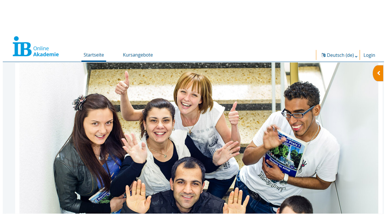 Ansicht der Startseite der IB Online Akademie