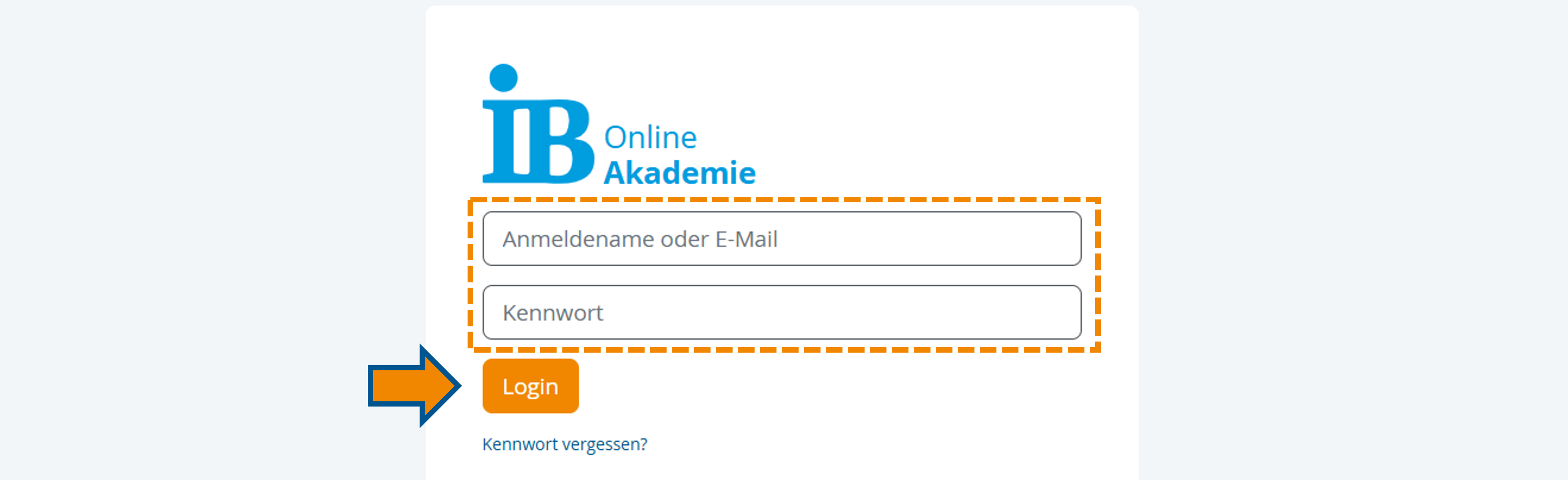 Zugangsdaten angeben in der Login-Maske.