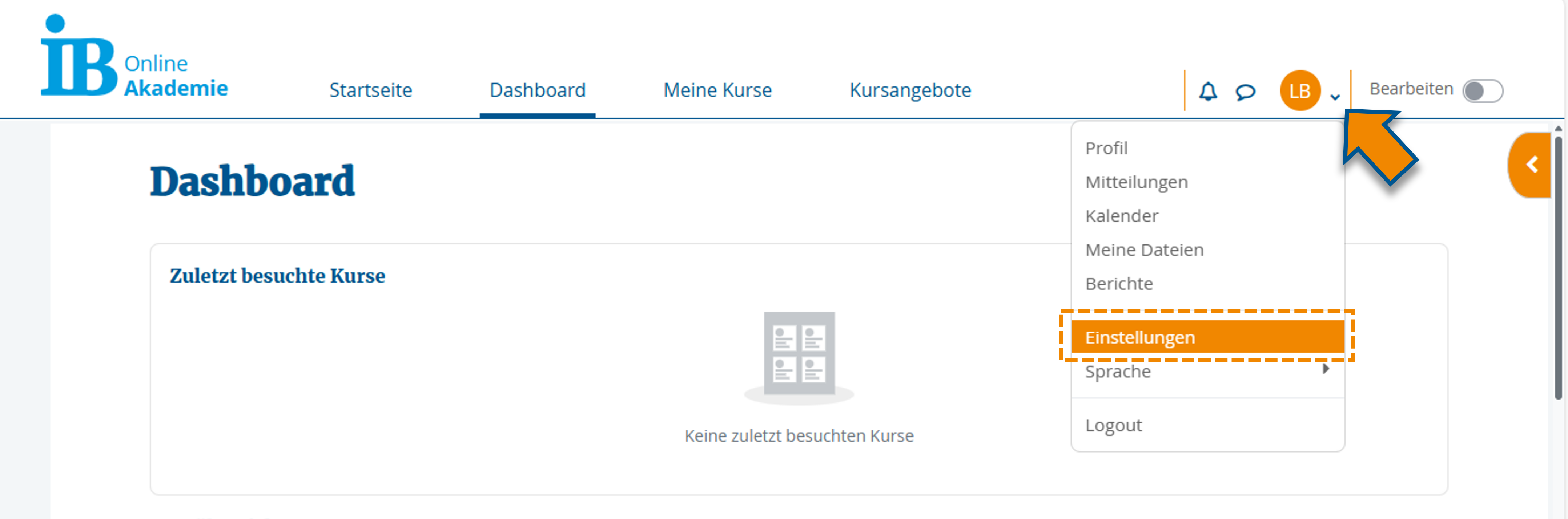 Einstellungen aufrufen.