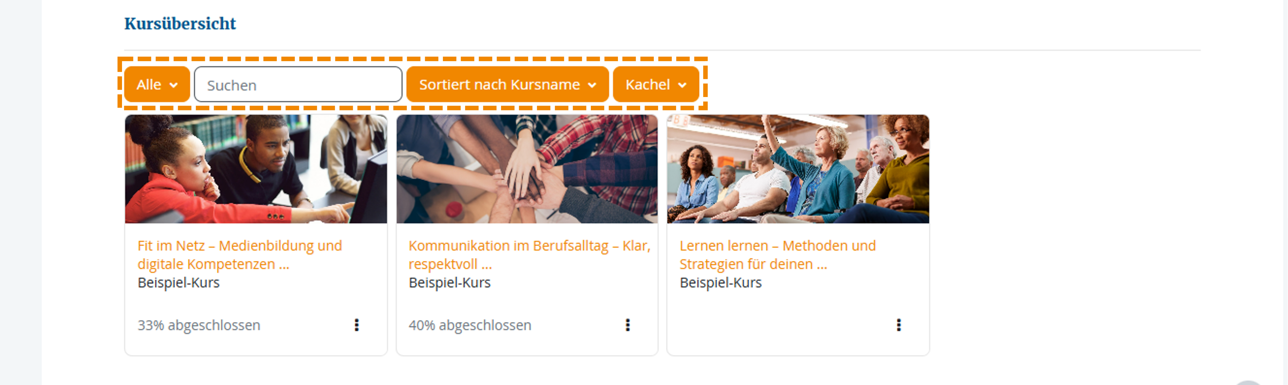 Ansicht "Kursübersicht"