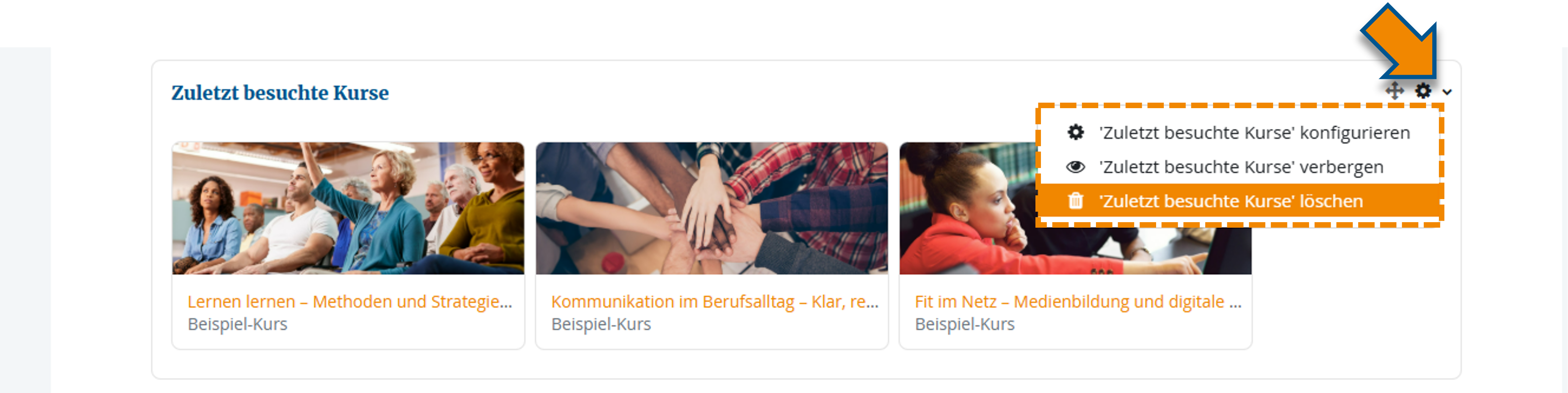 Blockeinstellungen aufrufen