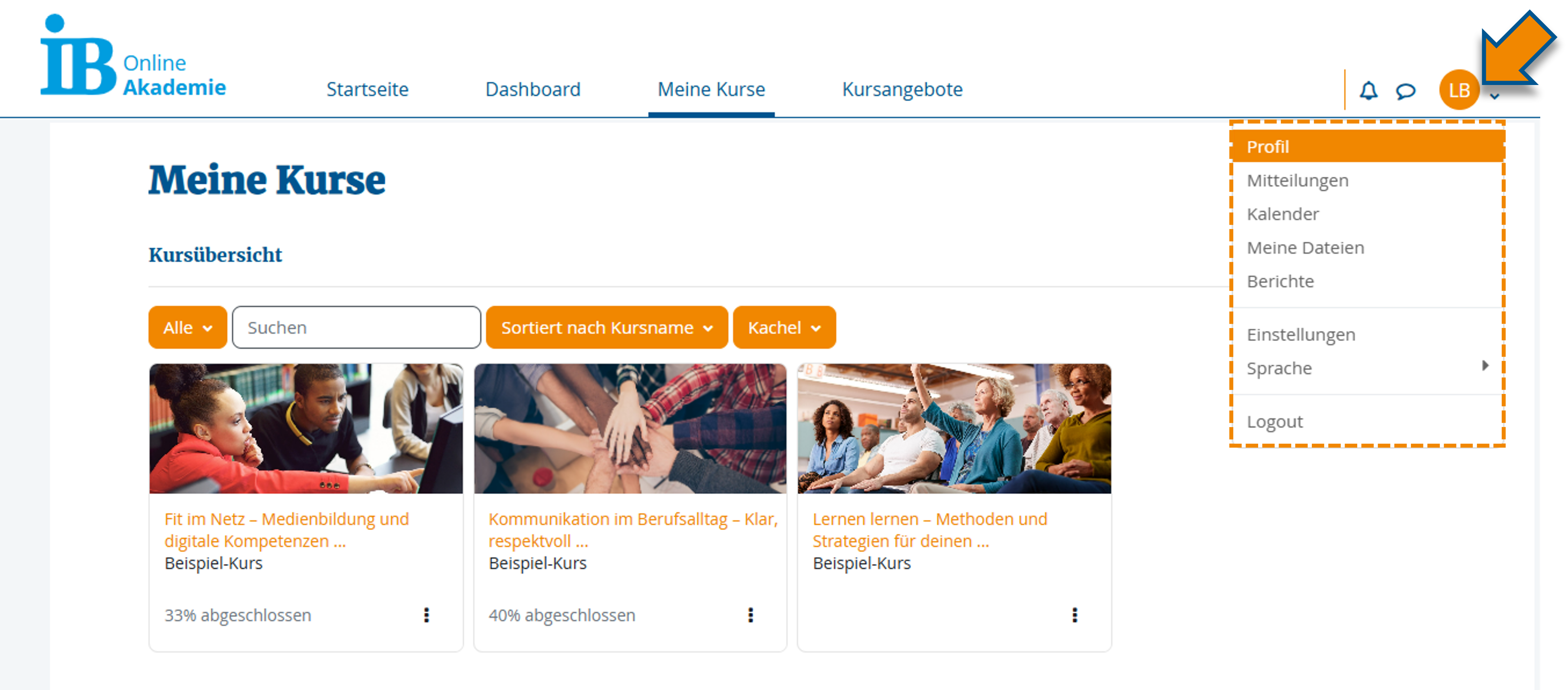 Aufrufen der Profilübersicht