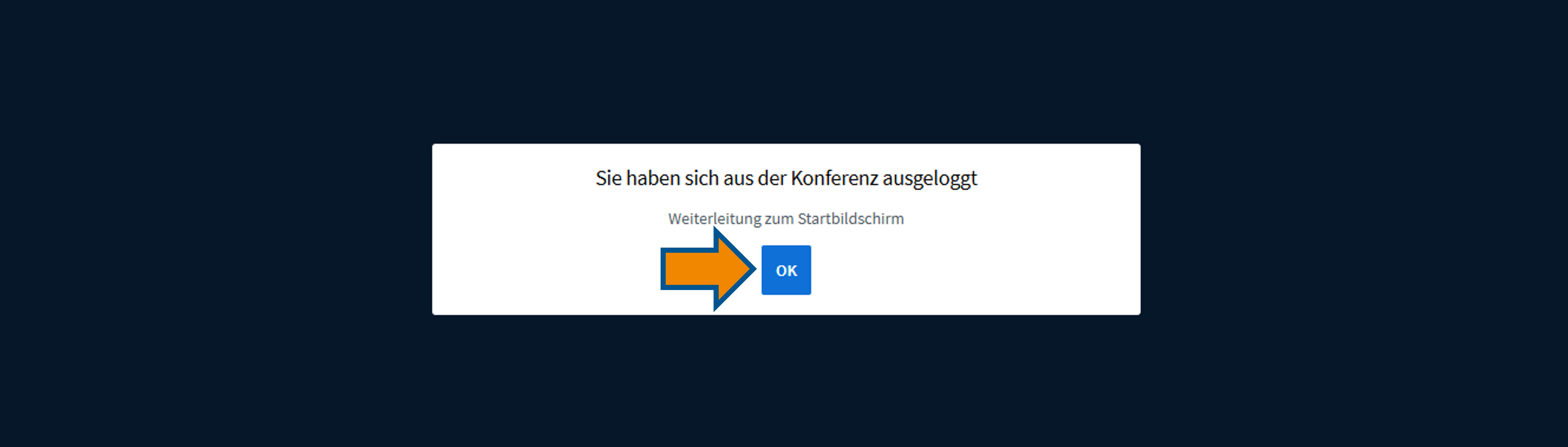 Bestätigung zur Weiterleitung in den Kursraum über den "OK"-Button