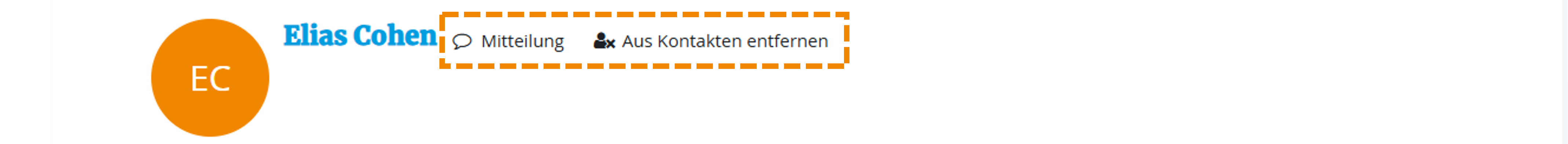 Markierung der "Mitteilungs-" und "Aus den Kontakten entfernen"-Funktion über das Kontaktprofil