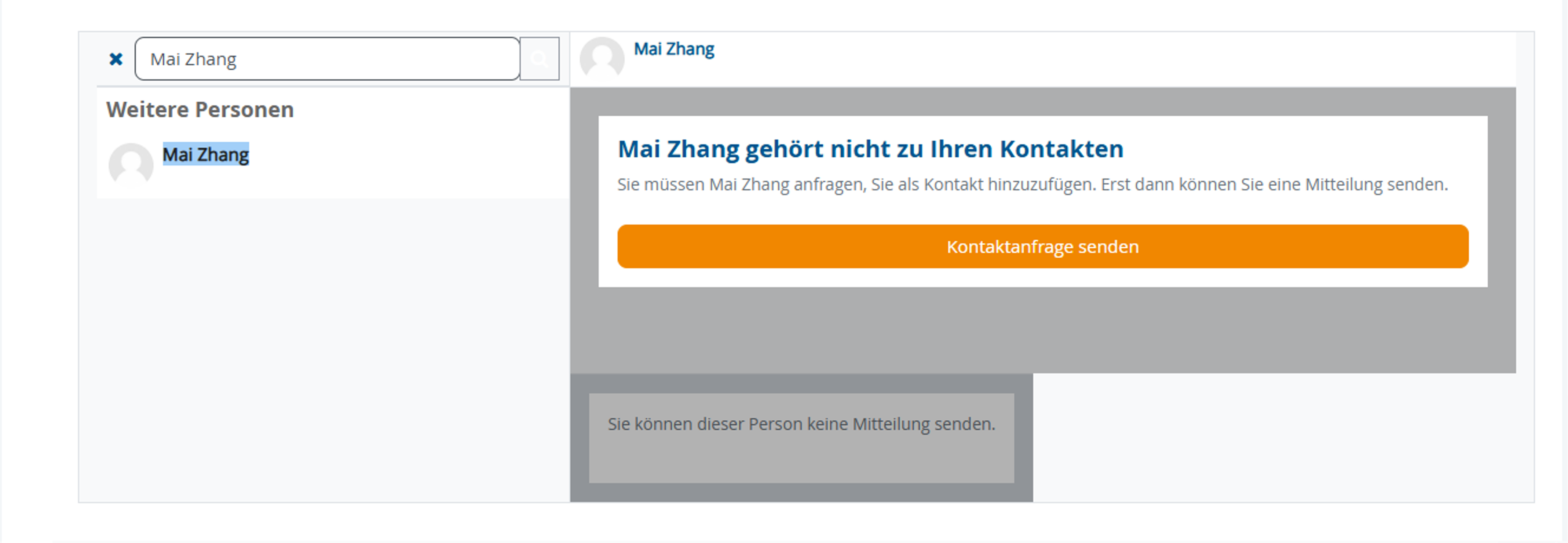Senden einer exemplarischen Kontaktanfrage