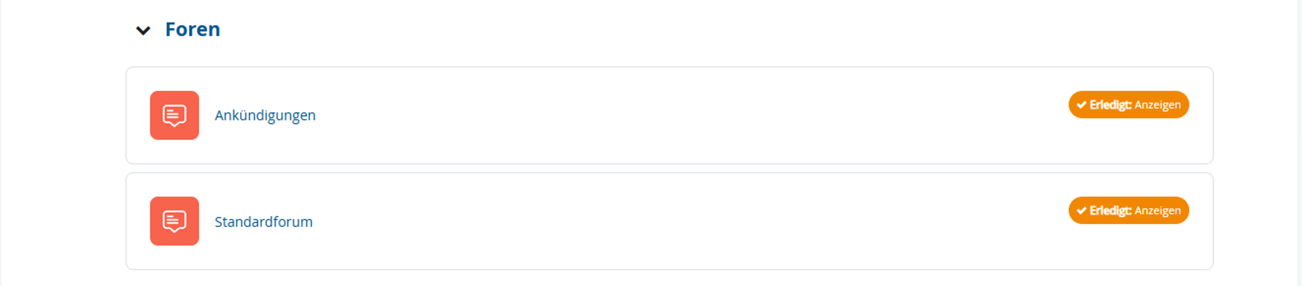 Ansicht Foren-Aktivitäten in Moodle-Kurs