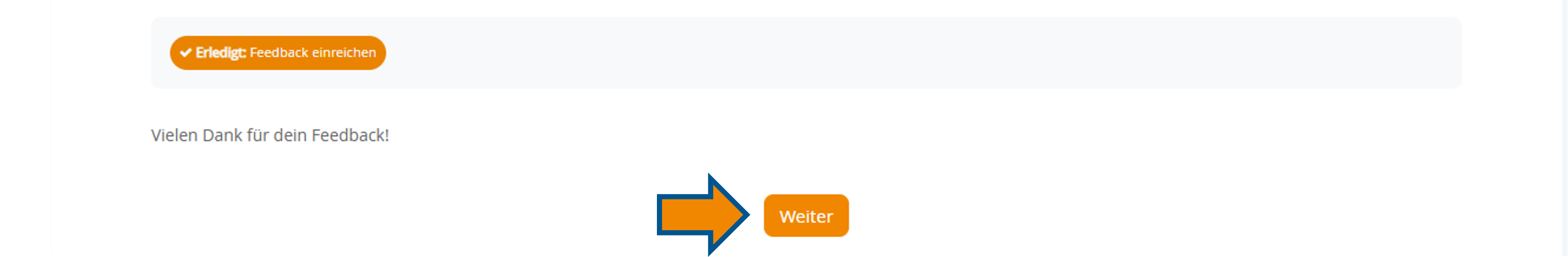 Markierung des "Weiter"-Buttons nach erfolgreicher Einreichung des Feedbacks